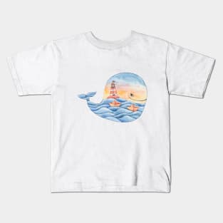 Watercolor cute whale illustration Kids T-Shirt